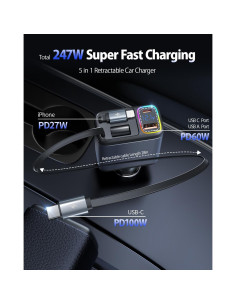 Cargador de coche USB C 5 en 1 SCHUGS 247W con monitor 2