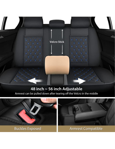 Fundas de Asiento de Coche Nilight Cuero Impermeable 5 Pasajeros