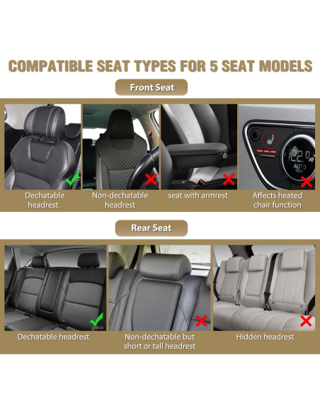 Fundas de Asiento de Coche Nilight Cuero Impermeable 5 Pasajeros