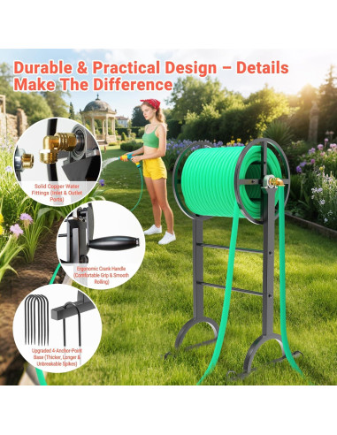 Carrete de Manguera de Jardín Maliralt Autónomo 60.96 m Metal