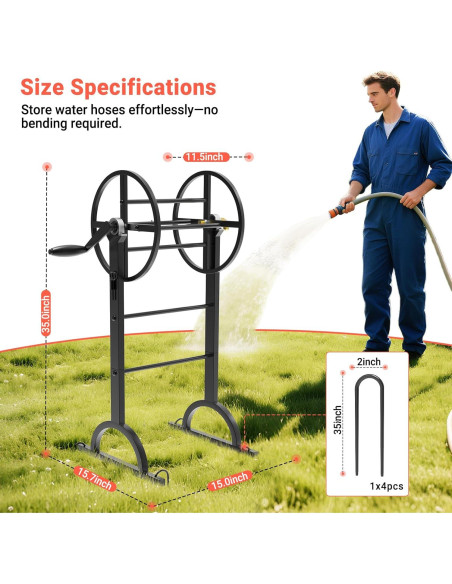Carrete de Manguera de Jardín Maliralt Autónomo 60.96 m Metal