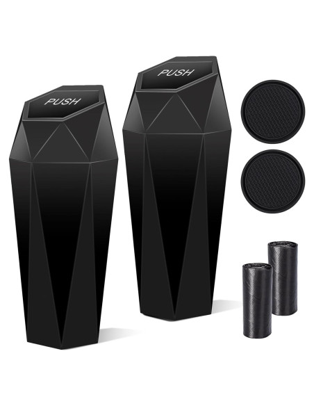 Basurero de Coche Tecfino Mini con Tapa - 2 Paquetes Negro