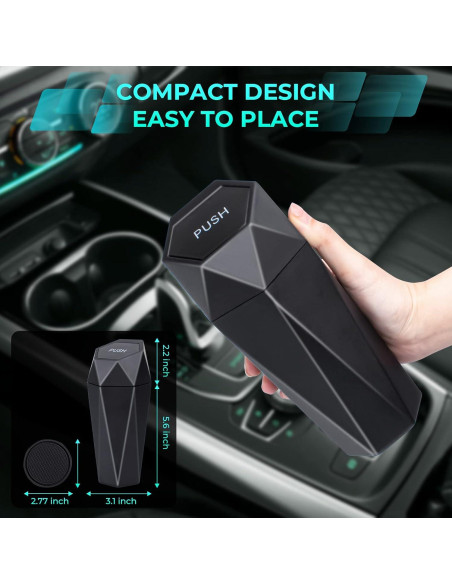 Basurero de Coche Tecfino Mini con Tapa - 2 Paquetes Negro