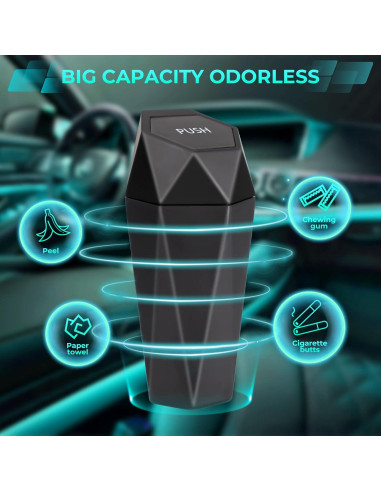 Basurero de Coche Tecfino Mini con Tapa - 2 Paquetes Negro