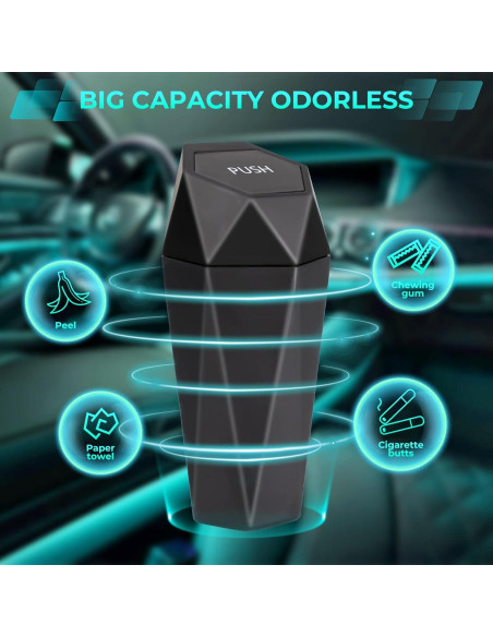 Basurero de Coche Tecfino Mini con Tapa - 2 Paquetes Negro