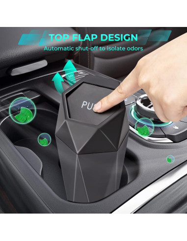 Basurero de Coche Tecfino Mini con Tapa - 2 Paquetes Negro