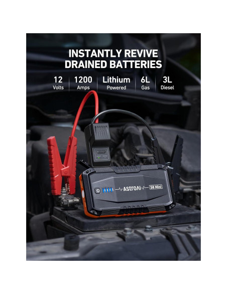 Arrancador de Batería AstroAI S8 Mini 1200A 12V Portátil Naranja
