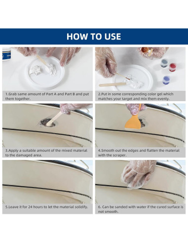 Kit de Reparación de Fibra de Vidrio Marino FENFANDAS 4 Colores