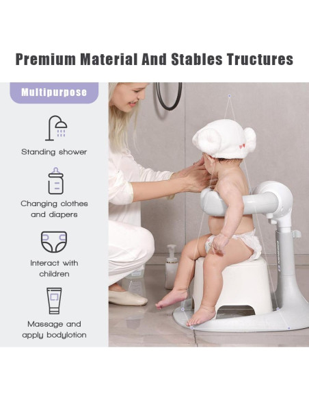 Soporte para Ducha de Bebé Gris 2025 Ajustable Antideslizante