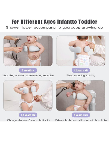 Soporte para Ducha de Bebé Gris 2025 Ajustable Antideslizante