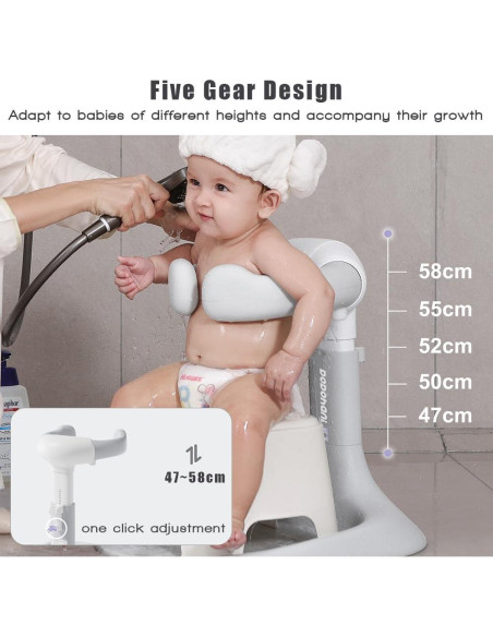 Soporte para Ducha de Bebé Gris 2025 Ajustable Antideslizante