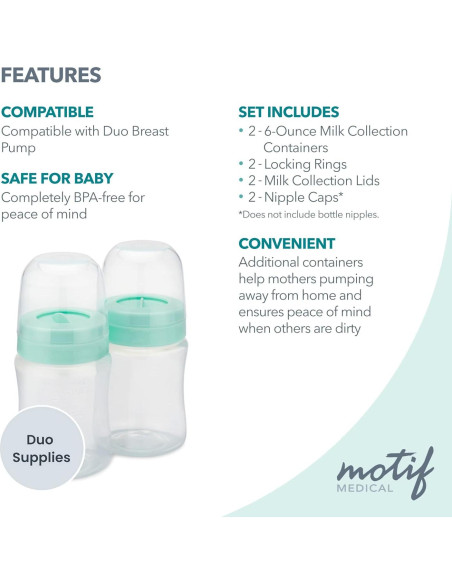 Botellas de Almacenamiento de Leche Materna Motif Medical - 2 Unidades 160 ml