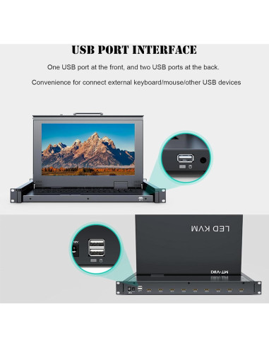 Interruptor KVM 8 Puertos HDMI MT-VIKI con Monitor LCD 15.6"