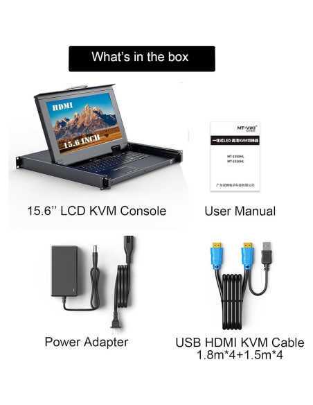 Interruptor KVM 8 Puertos HDMI MT-VIKI con Monitor LCD 15.6"