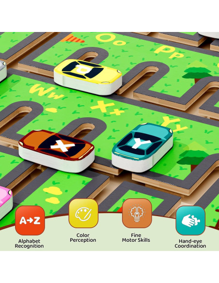 Juguete de Aprendizaje Alfabeto Madera Montessori Tmgooyier