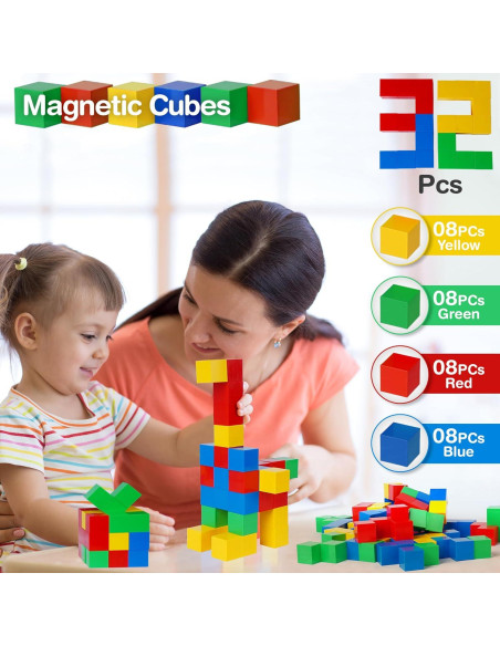 Cubos Magnéticos Educativos Tigerdoe 32 Piezas para Niños Cubos Magnéticos Educativos Tigerdoe 32 Piezas para Niños