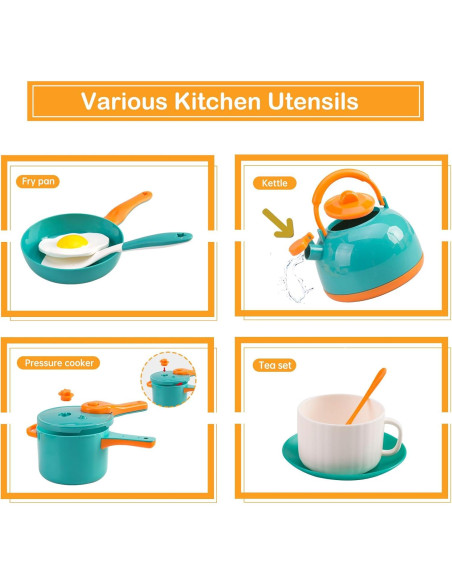 Juego de Cocina para Niños Bruvoalon 56 Piezas Verde