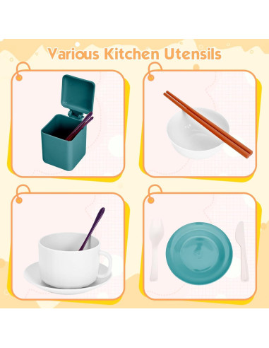 Juego de Cocina para Niños Bruvoalon 56 Piezas Verde