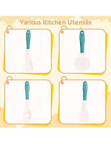 Juego de Cocina para Niños Bruvoalon 56 Piezas Verde