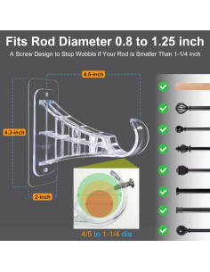 Soportes de Varilla de Cortina Adhesivos Audend - Paquete de 4 2