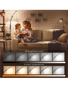 Lámpara de Pie LED Mojimdo FLD734-BK con Control Táctil 3 Colores 2