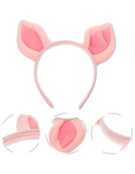 Diadema de Orejas de Cerdo Jarbins Rosa para Niños