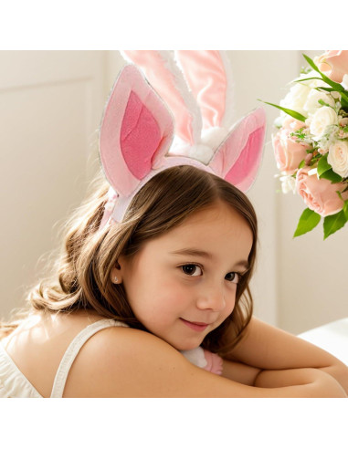 Diadema de Orejas de Cerdo Jarbins Rosa para Niños