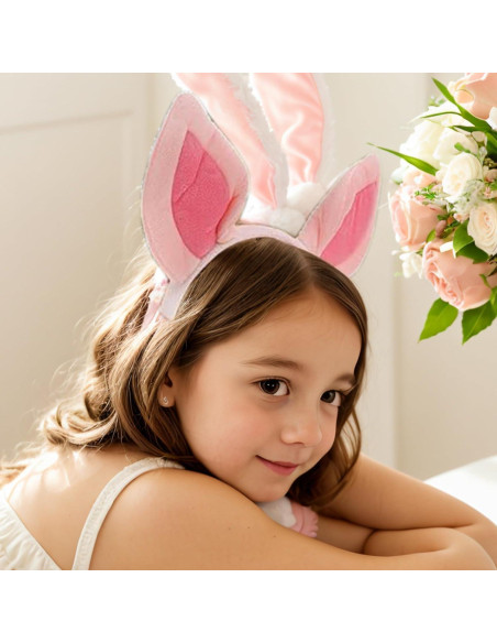 Diadema de Orejas de Cerdo Jarbins Rosa para Niños