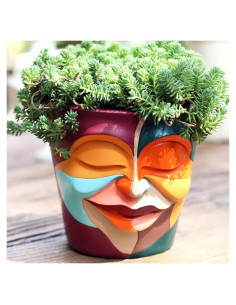 Maceta Abstracta GUGUGO 14cm Drenaje Colorida para Plantas