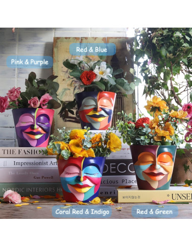 Maceta Abstracta GUGUGO 14cm Drenaje Colorida para Plantas