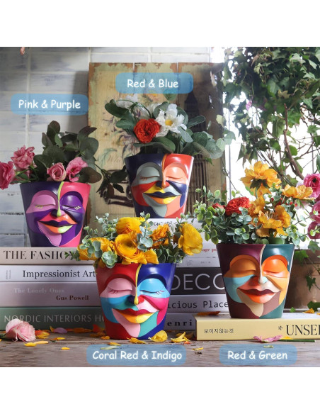 Maceta Abstracta GUGUGO 14cm Drenaje Colorida para Plantas