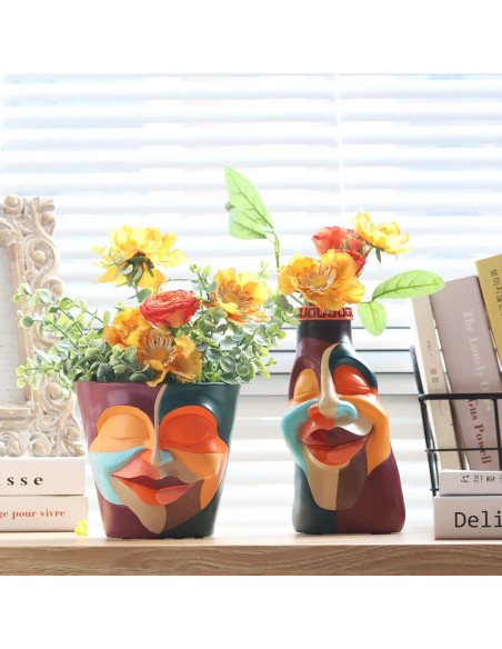 Maceta Abstracta GUGUGO 14cm Drenaje Colorida para Plantas