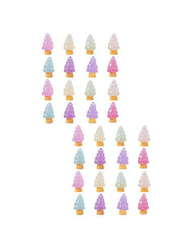 32 Mini Árboles de Navidad Luminiscentes JECOMPRIS Resina