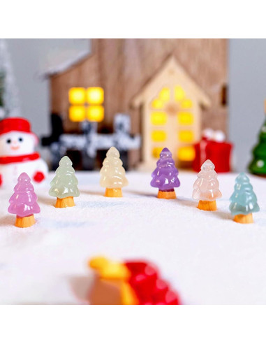 32 Mini Árboles de Navidad Luminiscentes JECOMPRIS Resina