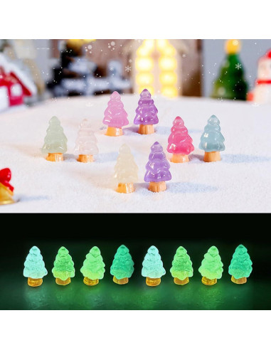 32 Mini Árboles de Navidad Luminiscentes JECOMPRIS Resina