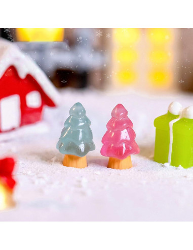 32 Mini Árboles de Navidad Luminiscentes JECOMPRIS Resina