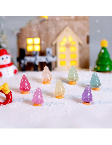 32 Mini Árboles de Navidad Luminiscentes JECOMPRIS Resina