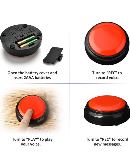 Botón de Grabación Wariolle Rojo 30 Segundos para Aula