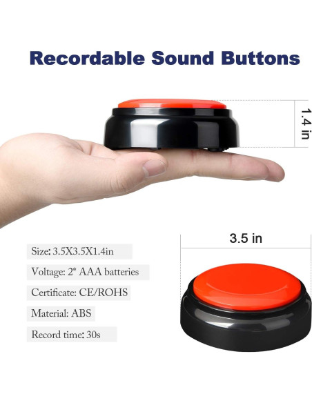 Botón de Grabación Wariolle Rojo 30 Segundos para Aula