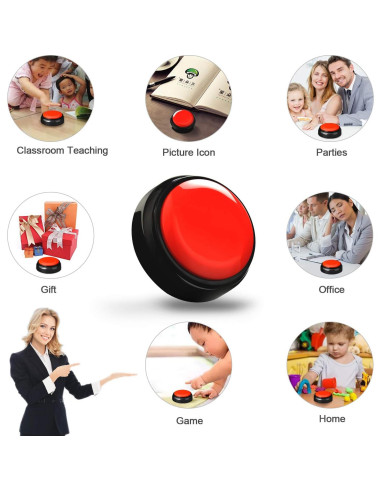 Botón de Grabación Wariolle Rojo 30 Segundos para Aula