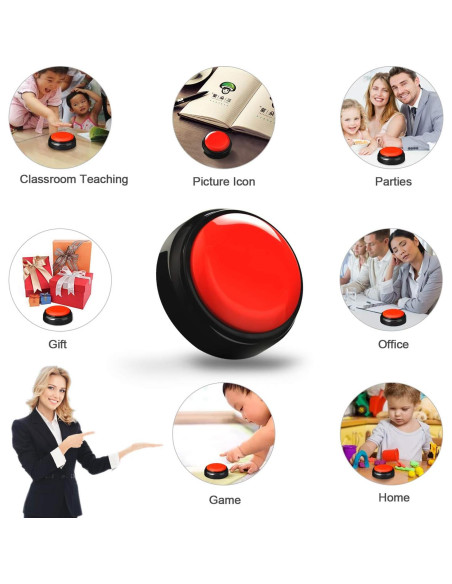 Botón de Grabación Wariolle Rojo 30 Segundos para Aula