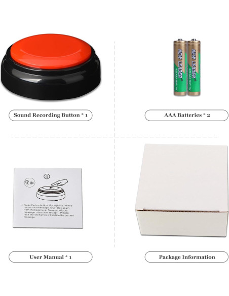 Botón de Grabación Wariolle Rojo 30 Segundos para Aula