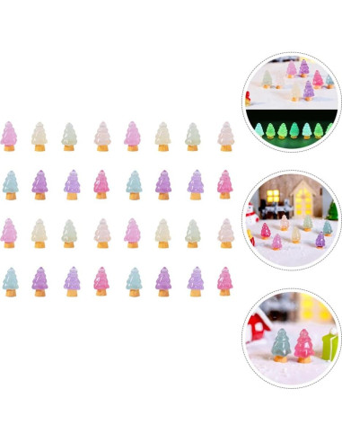 32 Mini Árboles de Navidad Luminiscentes JECOMPRIS Resina