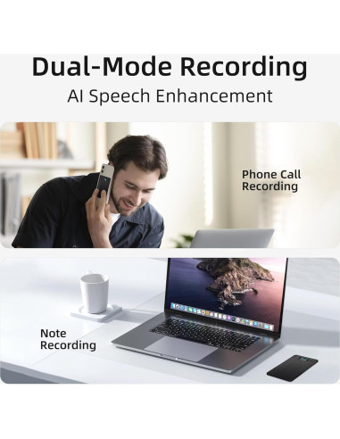 Grabadora de Voz AI Boyuevi 64GB, Transcripción y Traducción