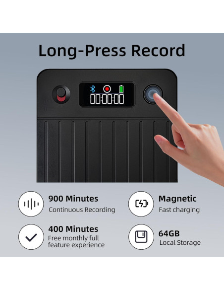 Grabadora de Voz AI Boyuevi 64GB, Transcripción y Traducción