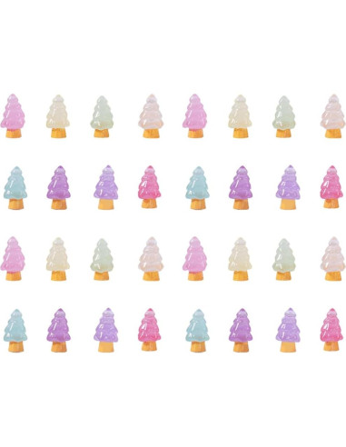 32 Mini Árboles de Navidad Luminiscentes JECOMPRIS Resina