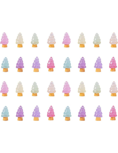 32 Mini Árboles de Navidad Luminiscentes JECOMPRIS Resina