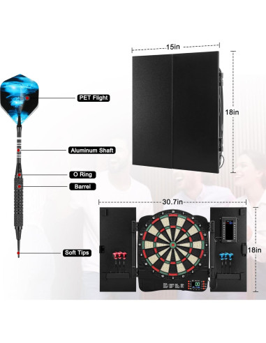 Gabinete de Dardos Electrónicos Haoteey con Marcador LED 40 Juegos