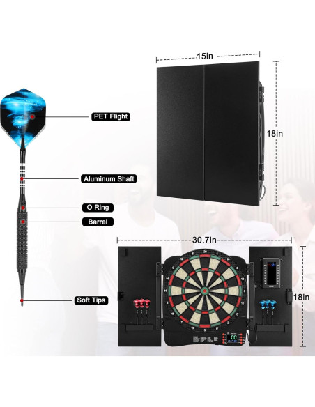 Gabinete de Dardos Electrónicos Haoteey con Marcador LED 40 Juegos