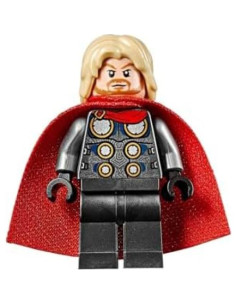 Minifigura LEGO Thor con Martillo Mjolnir y Rayo 2